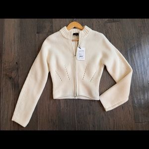 Theory Sculptural Cardigan Ivory Royal Wool